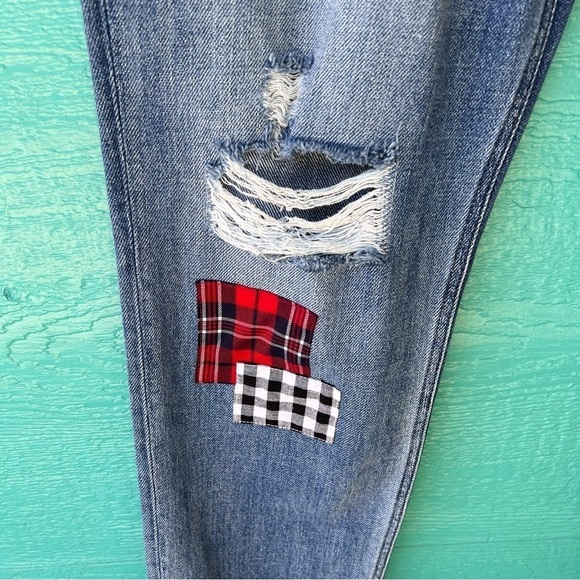 KANCAN HIGH RISE BOYFRIEND STRAIGHT SLOUCHY PATCH JEANS SIZE 14 NWT - Picture 4 of 8